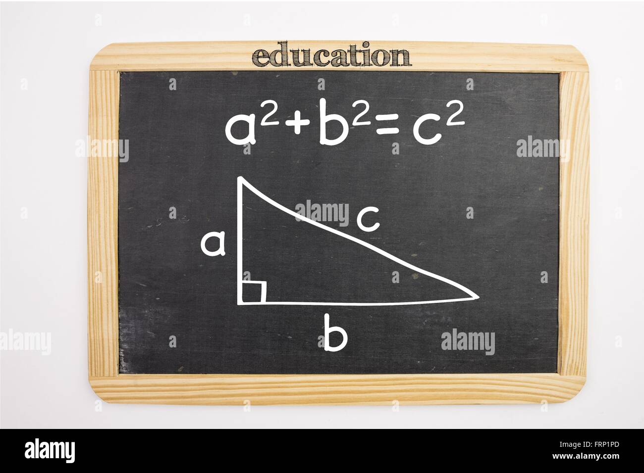 Trigonometry problem on chalkboard Stock Photo