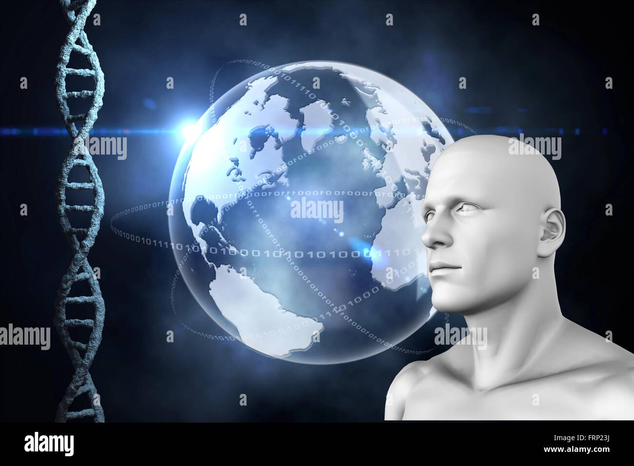 Composite image of illustration of dna and earth Stock Photo - Alamy