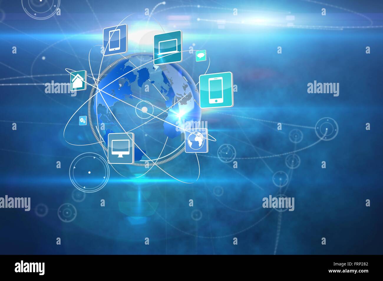 Apps surrounding earth graphic Stock Photo