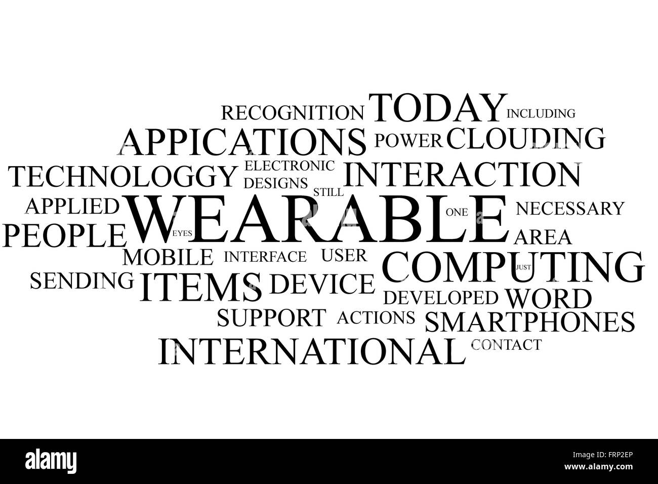 Wearable computing terms in the shape of a cloud Stock Photo