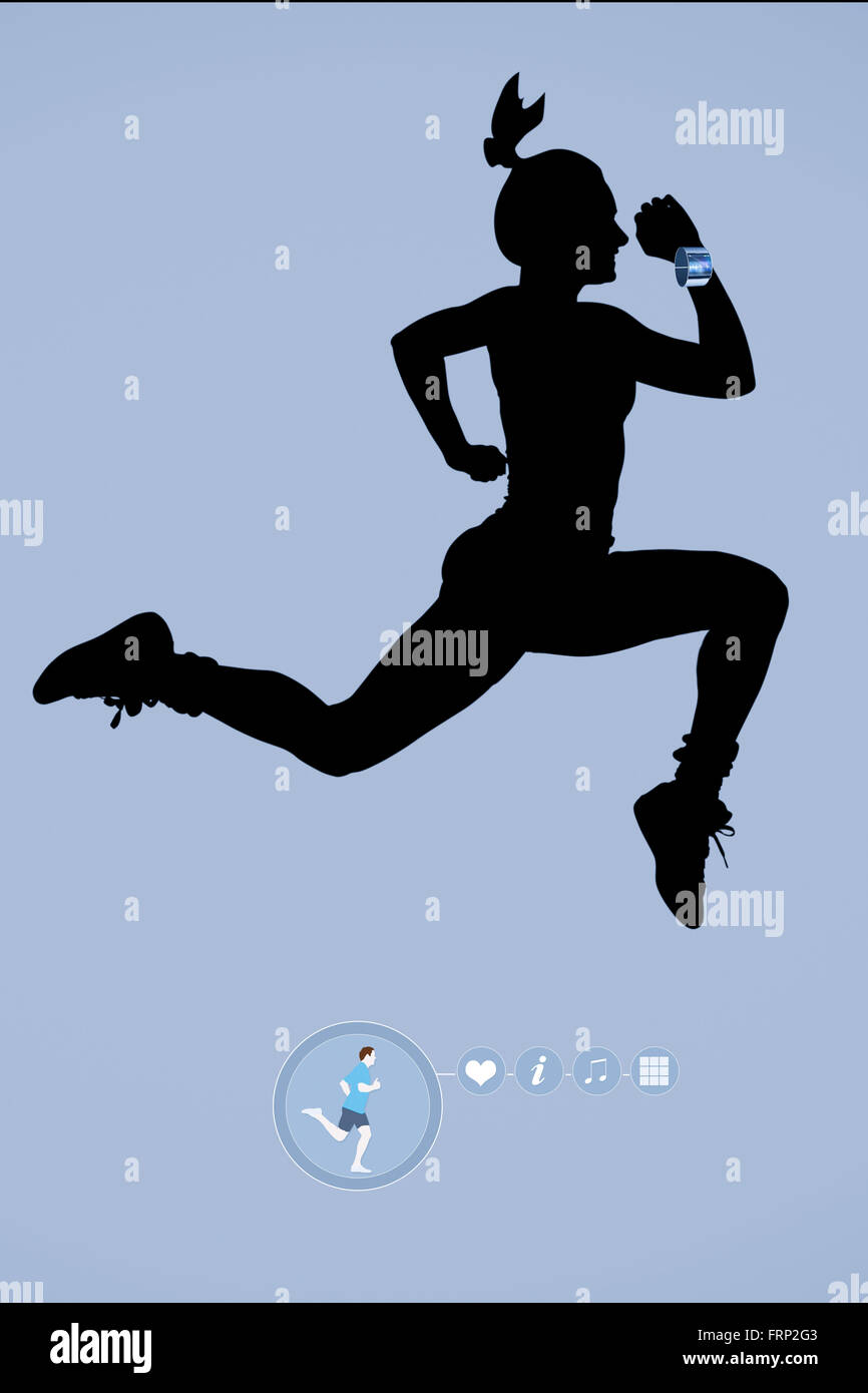 Fitness tracker app on smart watch Stock Photo