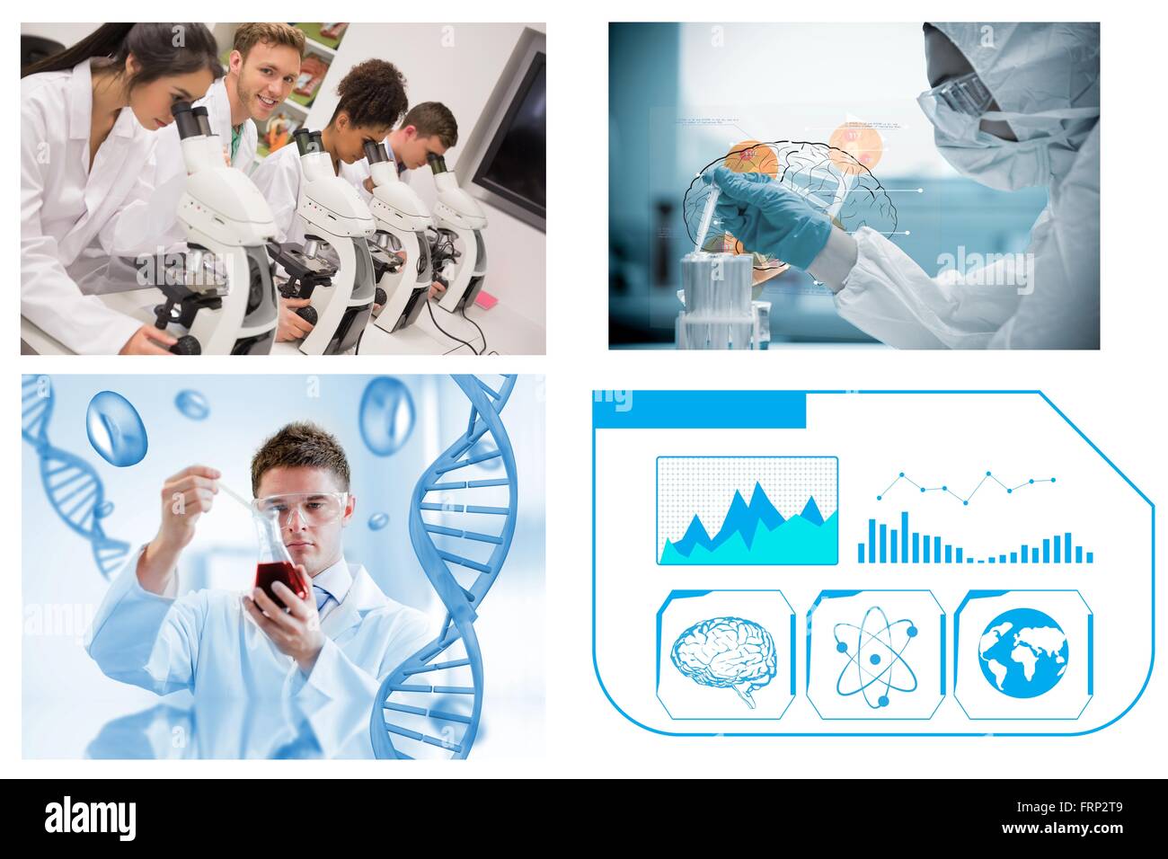 Collage of scientists in a laboratory Stock Photo