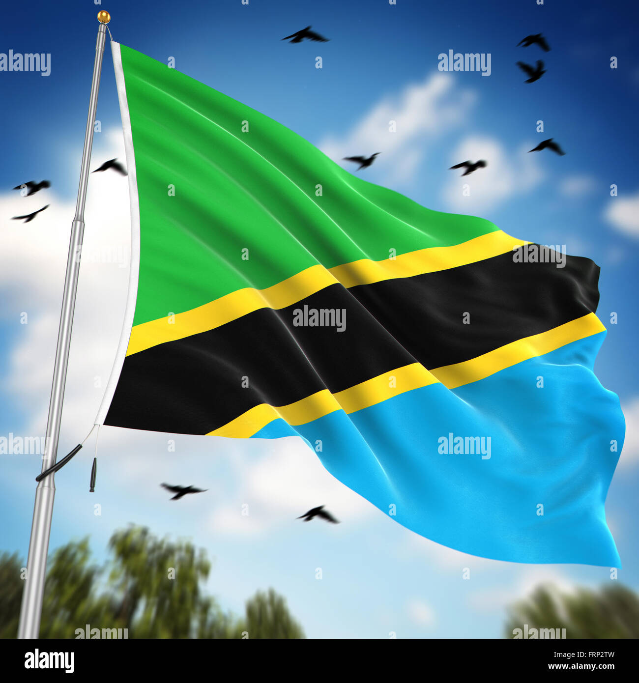 Flag of Tanzania , This is a computer generated and 3d rendered image. Stock Photo