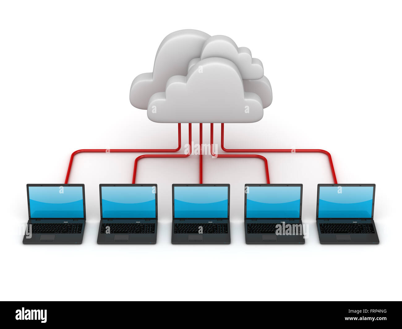 Computer clouding system , This is a computer generated and 3d rendered picture. Stock Photo