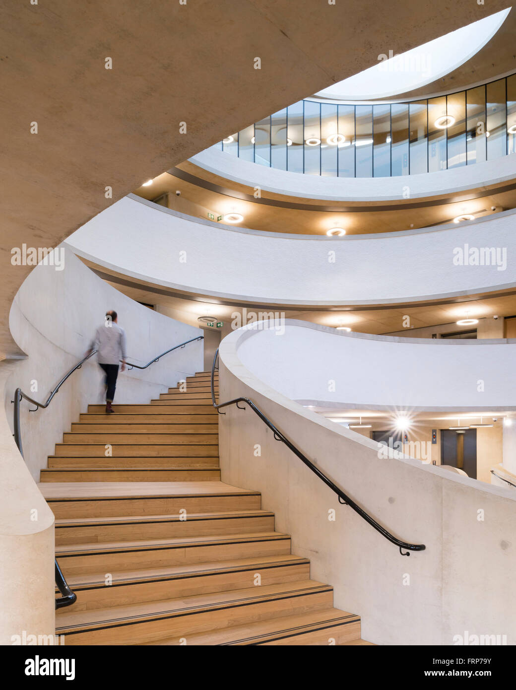 Main foyer with spiral staircase. The Blavatnik School of Government at the University of Oxford