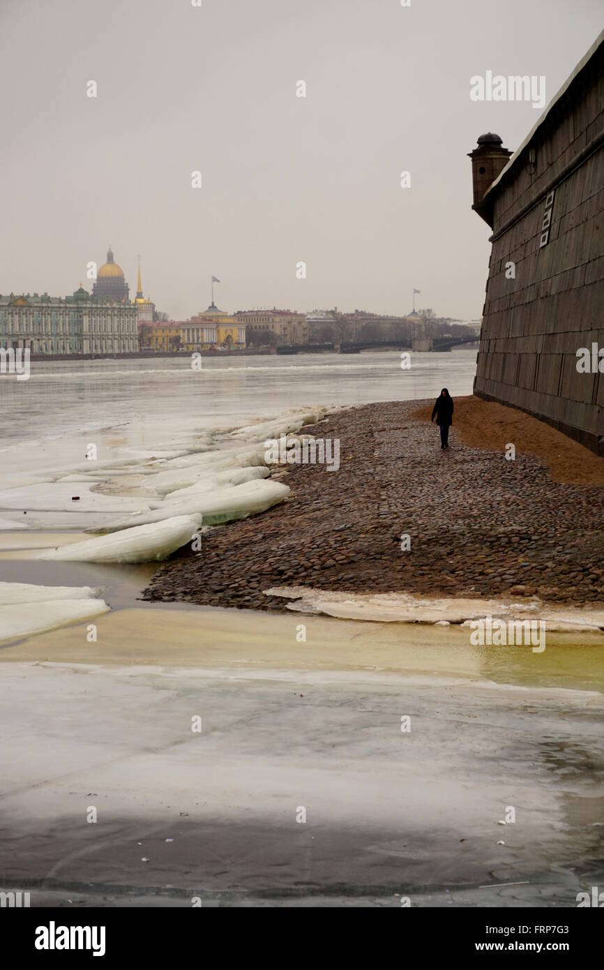 River Neva, St Petersburg, in Winter Stock Photo