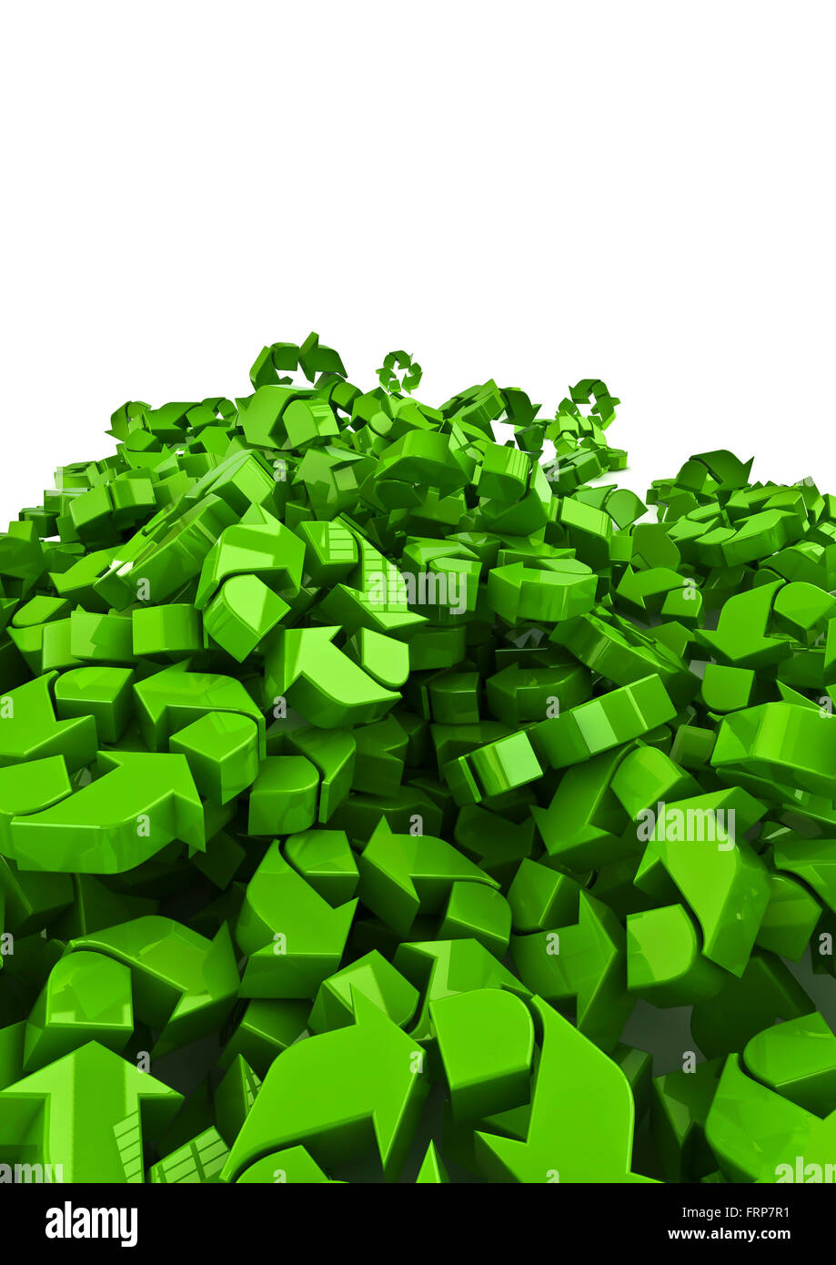 Pile of recycling symbols / 3D render of recycling symbols Stock Photo