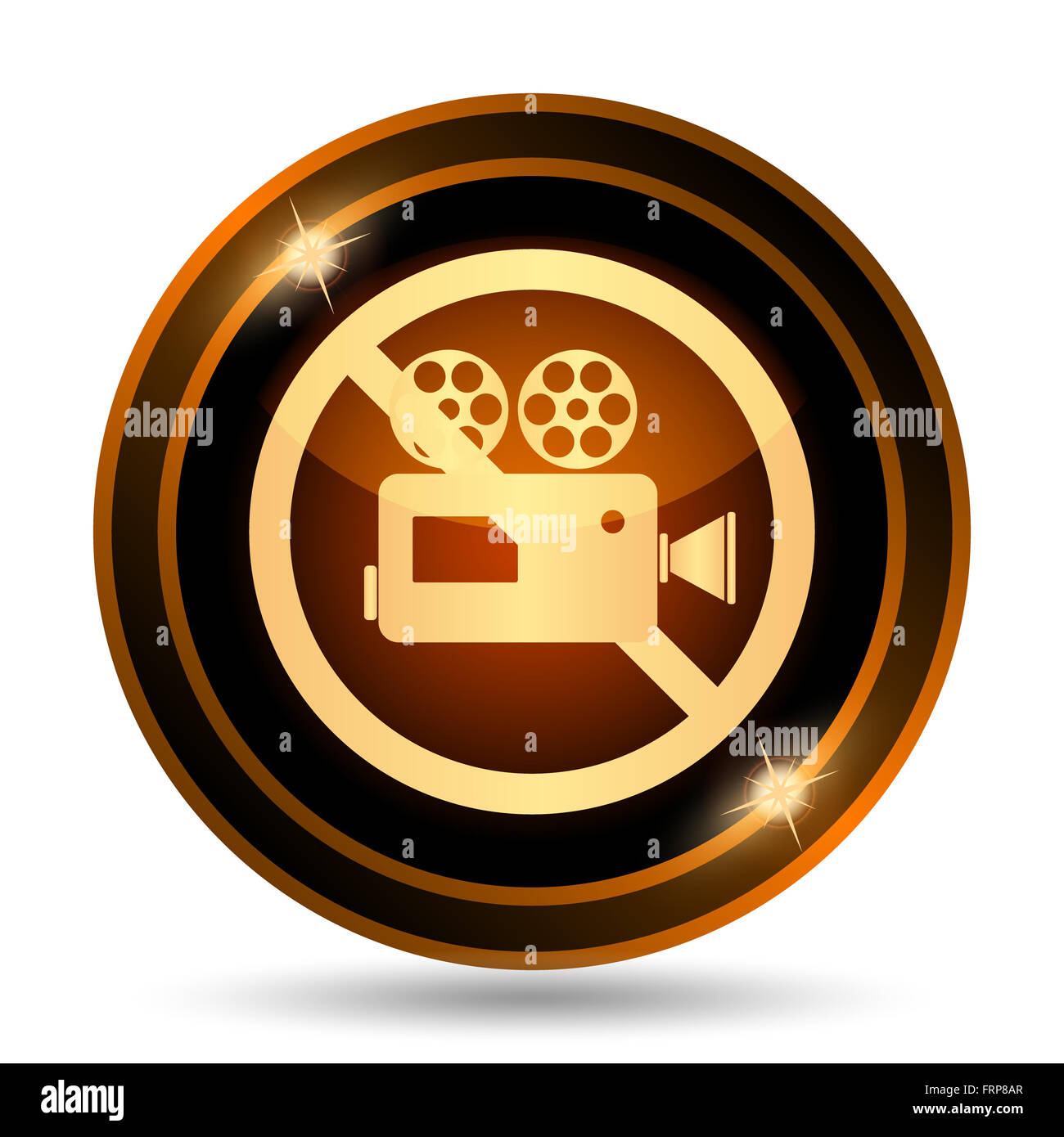 Forbidden video camera icon. Internet button on white background Stock ...