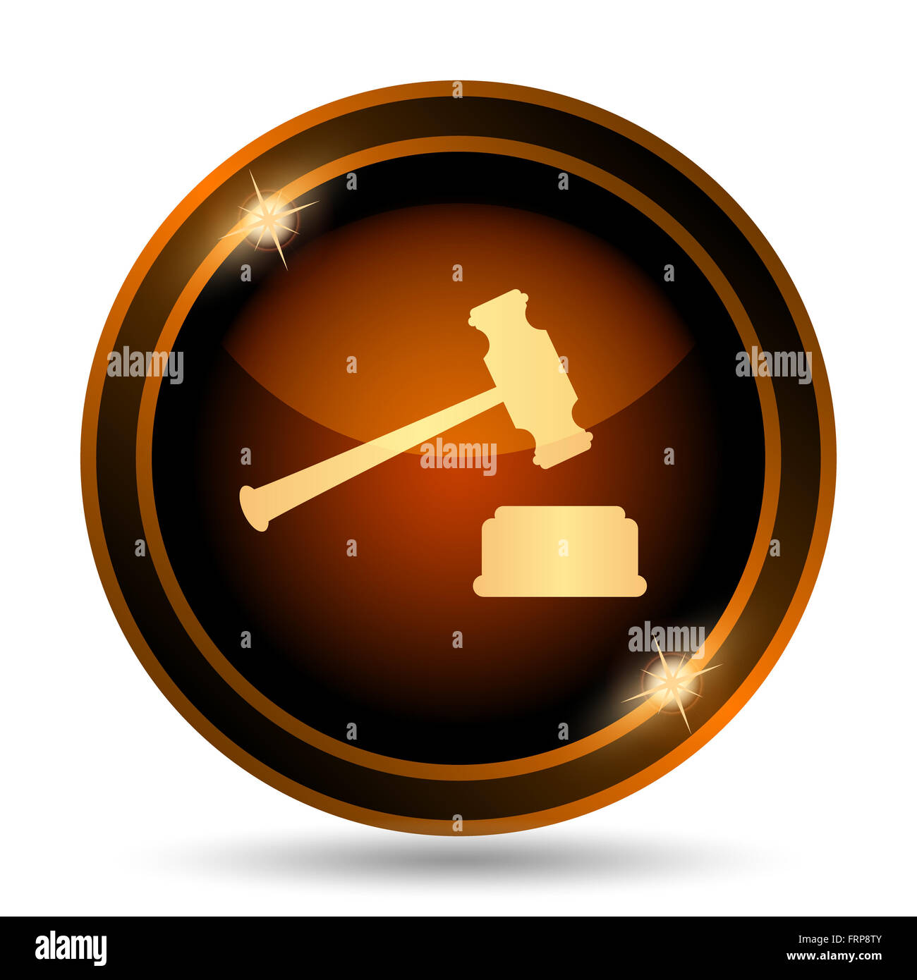 Judge hammer icon. Internet button on white background Stock Photo - Alamy