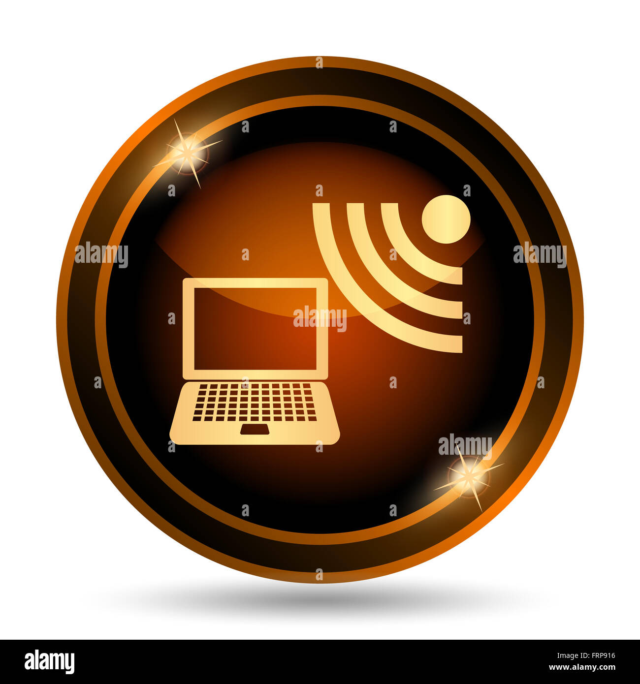 Wireless laptop icon. Internet button on white background Stock Photo ...