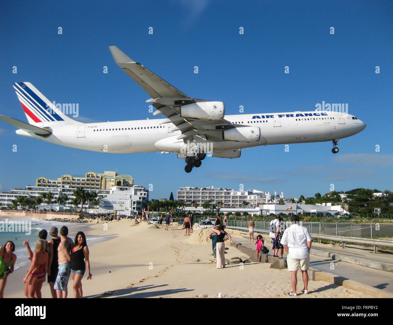 Air France Jet Landing Over Maho Beach St Maarten In The