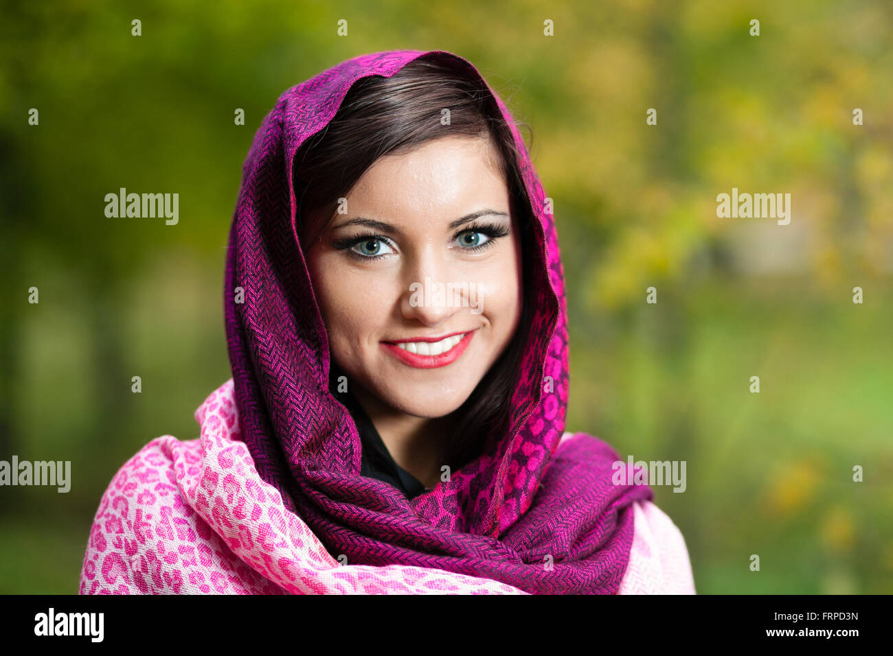 Portrait of girl with shawl. Stock Photo