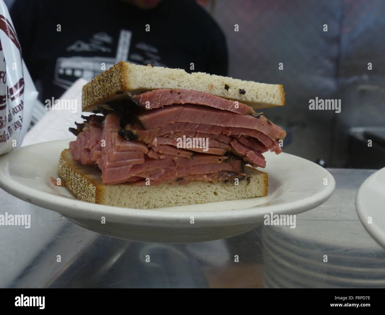 Rather large pastrami sandwich at Katz's Deli Stock Photo Alamy