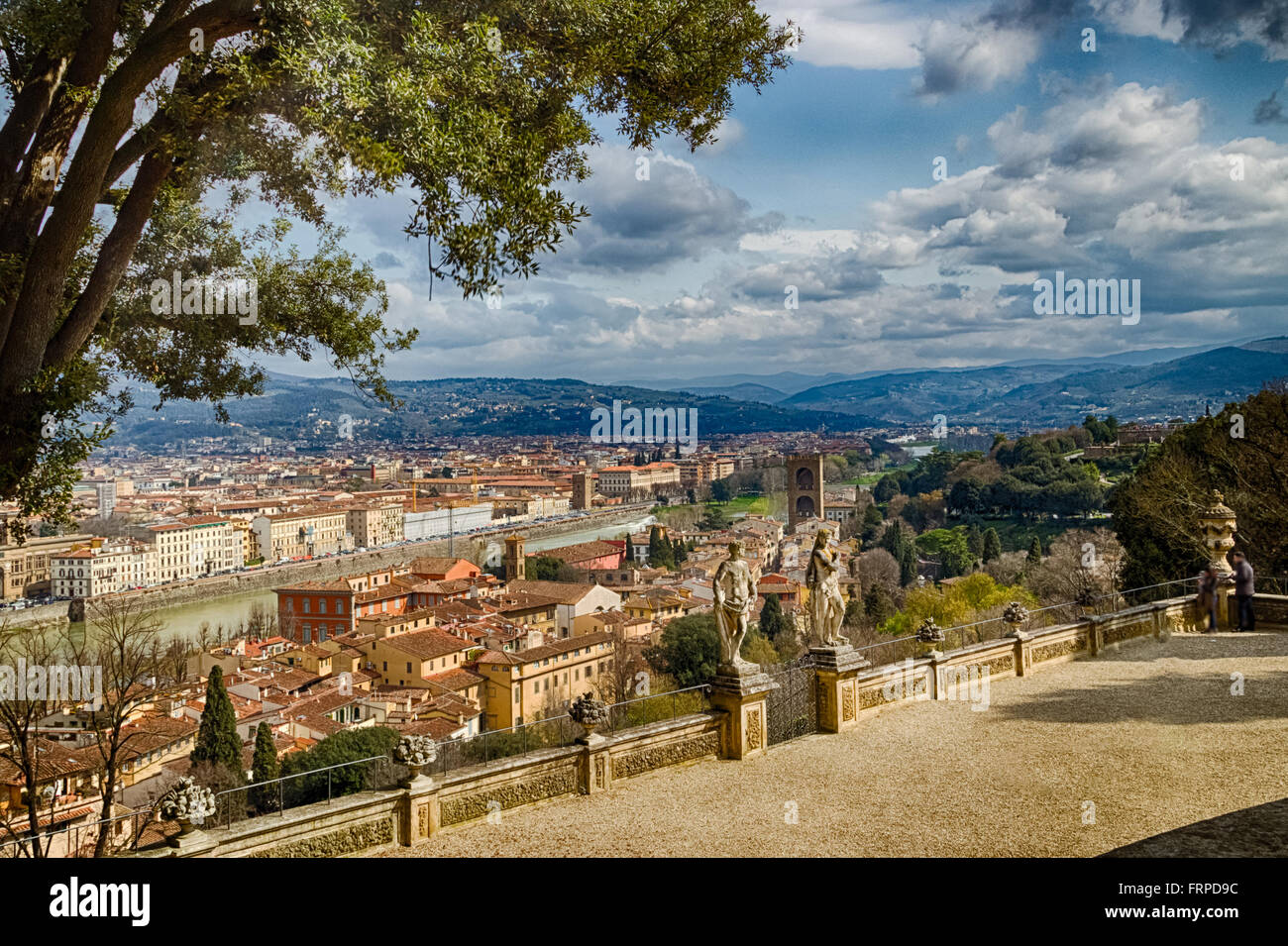 Breathtaking views of the magnificent buildings and Catholics churches of Florence, Tuscany Stock Photo
