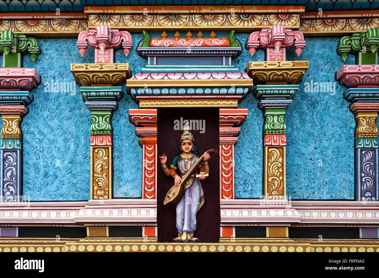 Statue of a god, Hindu temple, Rose Belle, Mauritius Stock Photo