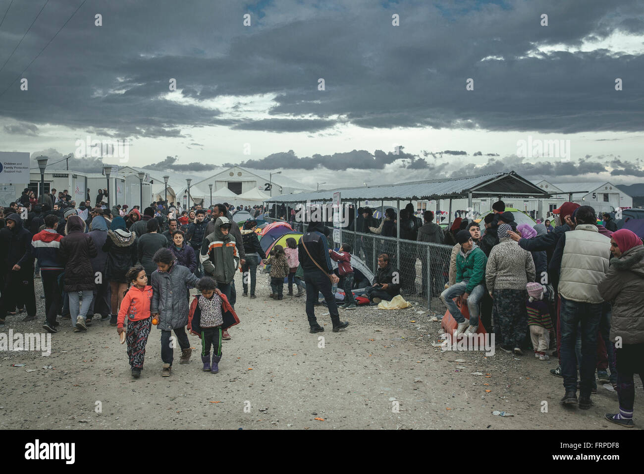 Idomeni refugee camp on the Greek Macedonia border, Idomeni, Central Macedonia, Greece Stock Photo
