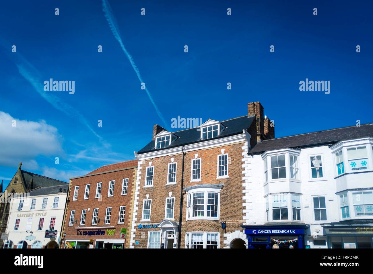 Historic buildings in the High Street of Stokesley North Yorkshire on a