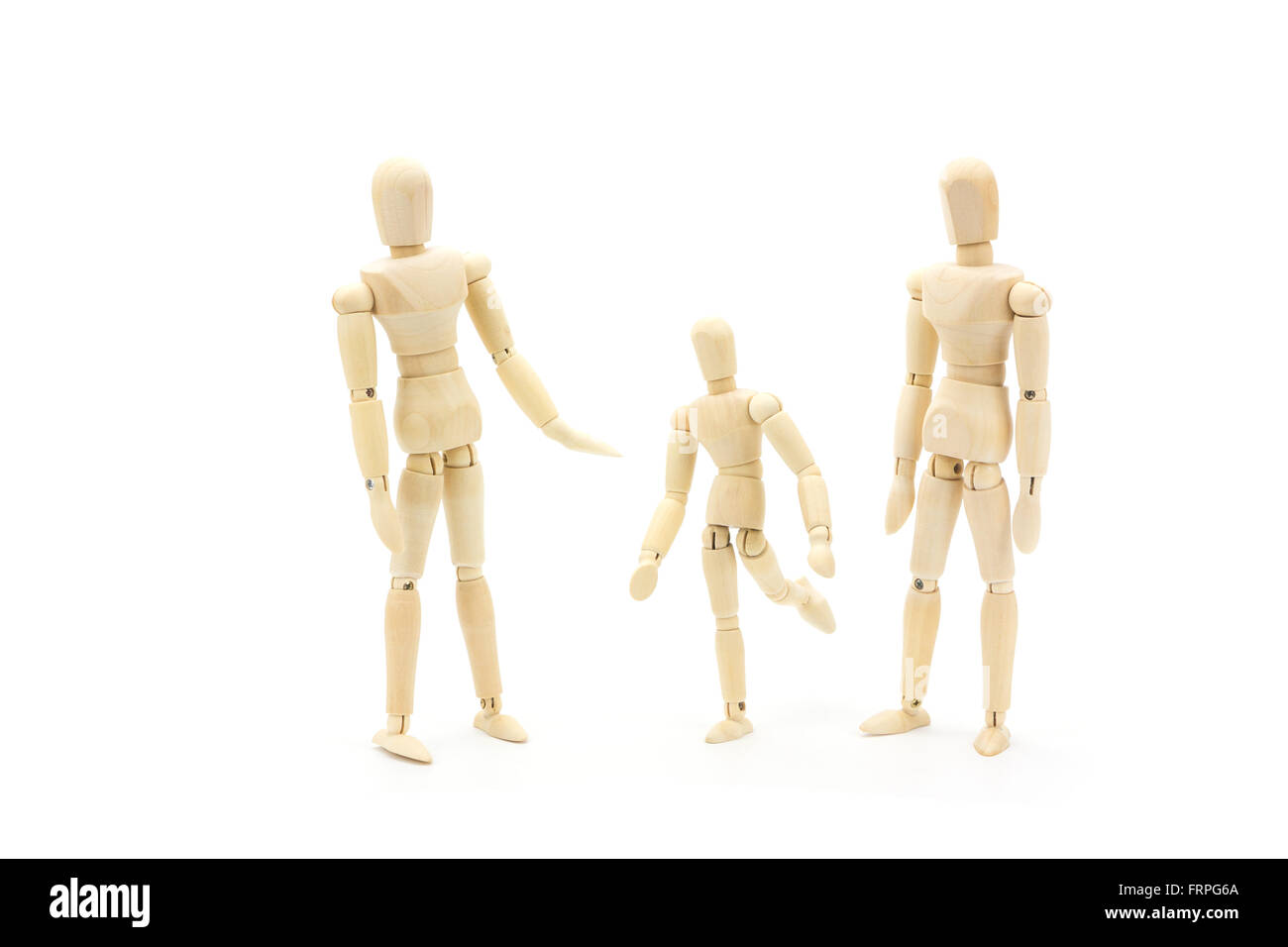 Wooden Manikin Figures Jointed Doll Model.Isolated on white Stock Photo