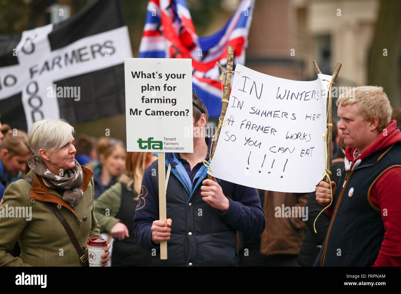 London, UK. 23rd March, 2016. Over 1000 farmers from across the country march in London to urge the Government to do more to help Britain's struggling farmers. Credit:  Dinendra Haria/Alamy Live News Stock Photo