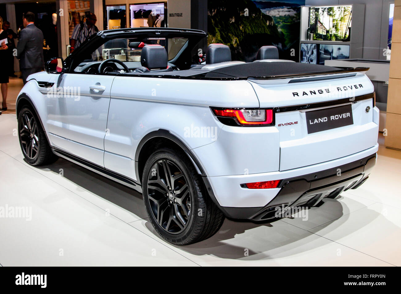 Manhattan, New York, USA. 23rd Mar, 2016. A Range Rover,  Land Rover Evoque shown at the New York International Auto Show 2016, at the Jacob Javits Center. This was Press Preview Day. Stock Photo