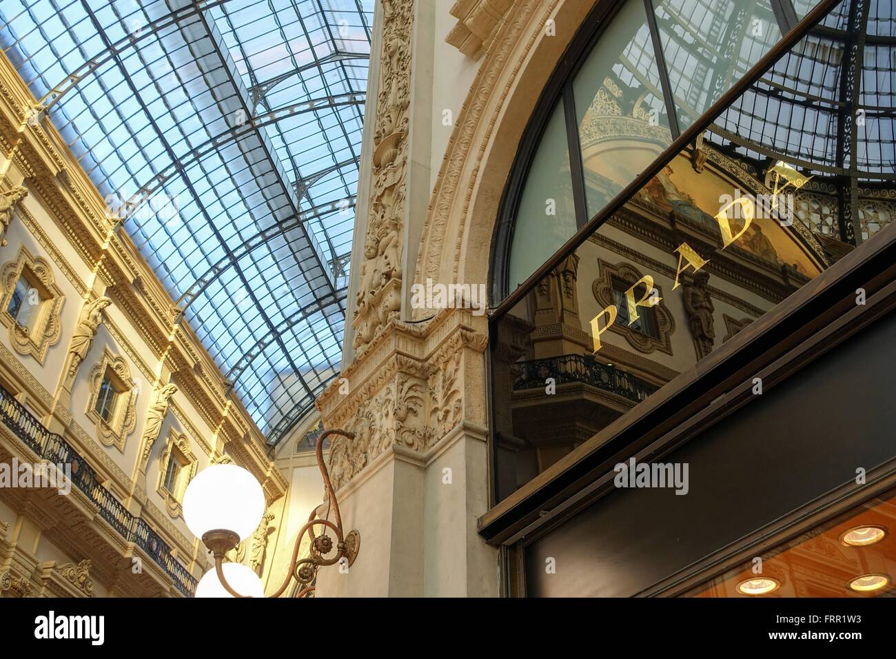 Italy: PRADA boutique at Galleria Vittorio Emanuele II, Milan. Photo from 10. March 2016. Stock Photo