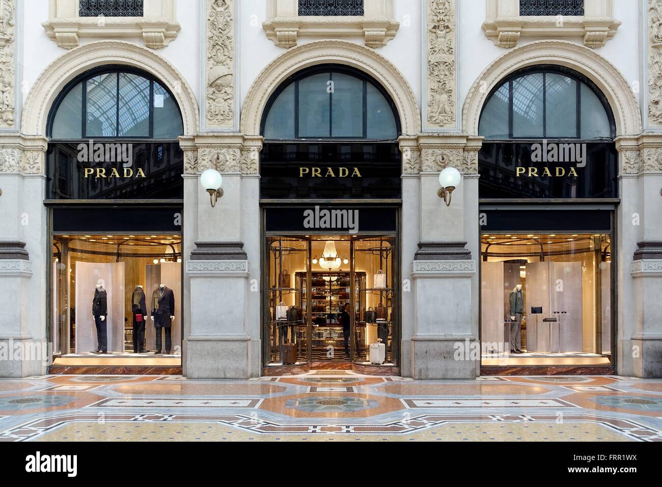Italy: PRADA boutique at Galleria Vittorio Emanuele II, Milan. Photo from 10. March 2016. Stock Photo