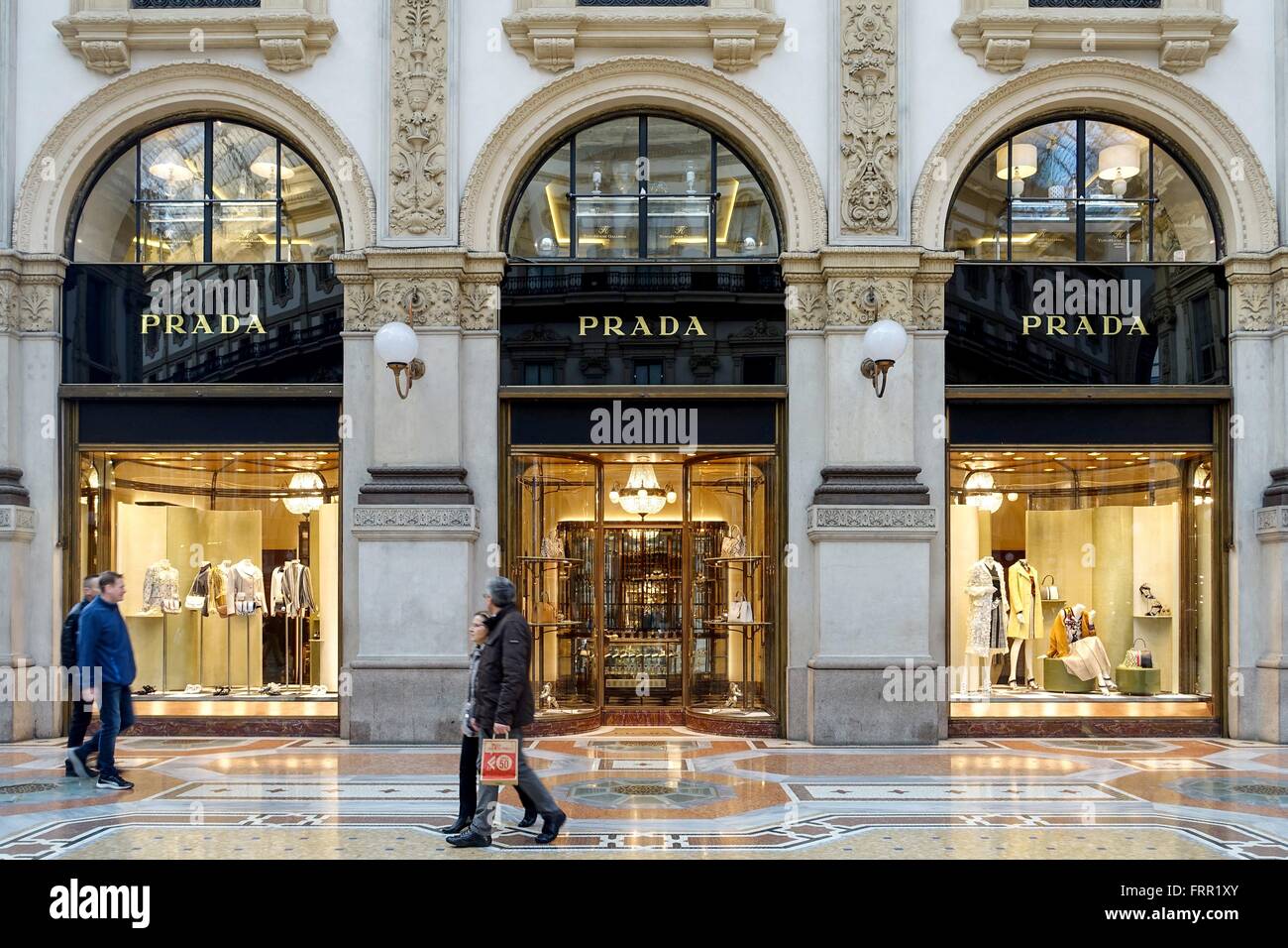Italy PRADA boutique at Galleria Vittorio Emanuele II, Milan. Photo from 10. March 2016 Stock