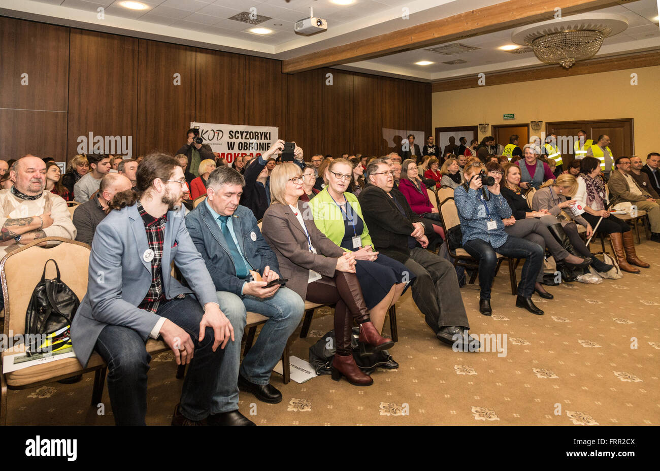 Kielce, Poland. 23rd Mar, 2016. A meeting with Mateusz Kijowski, the founder of the Committee for the Defence of Democracy in Poland, one of the main resistance powers that stands against current rightwing goverment in Kielce, Poland. Credit:  Dominika Zarzycka/Alamy Live News Stock Photo