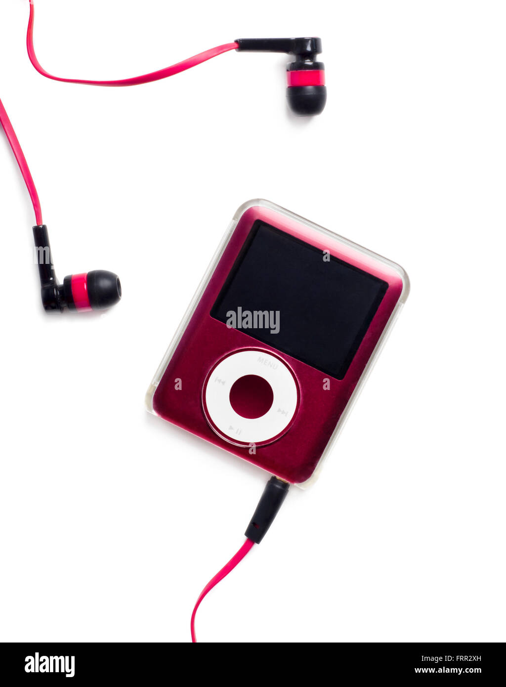 Belgrade, SERBIA - March 20, 2014: IPod Nano isolated on white background with earphones. Stock Photo
