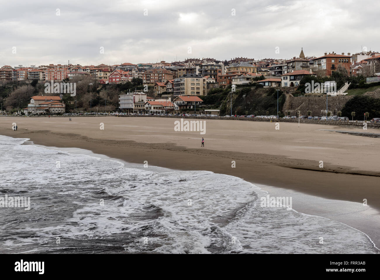 Panorama of Getxo beach,  in Bilbao, Basque Country, Spain Stock Photo