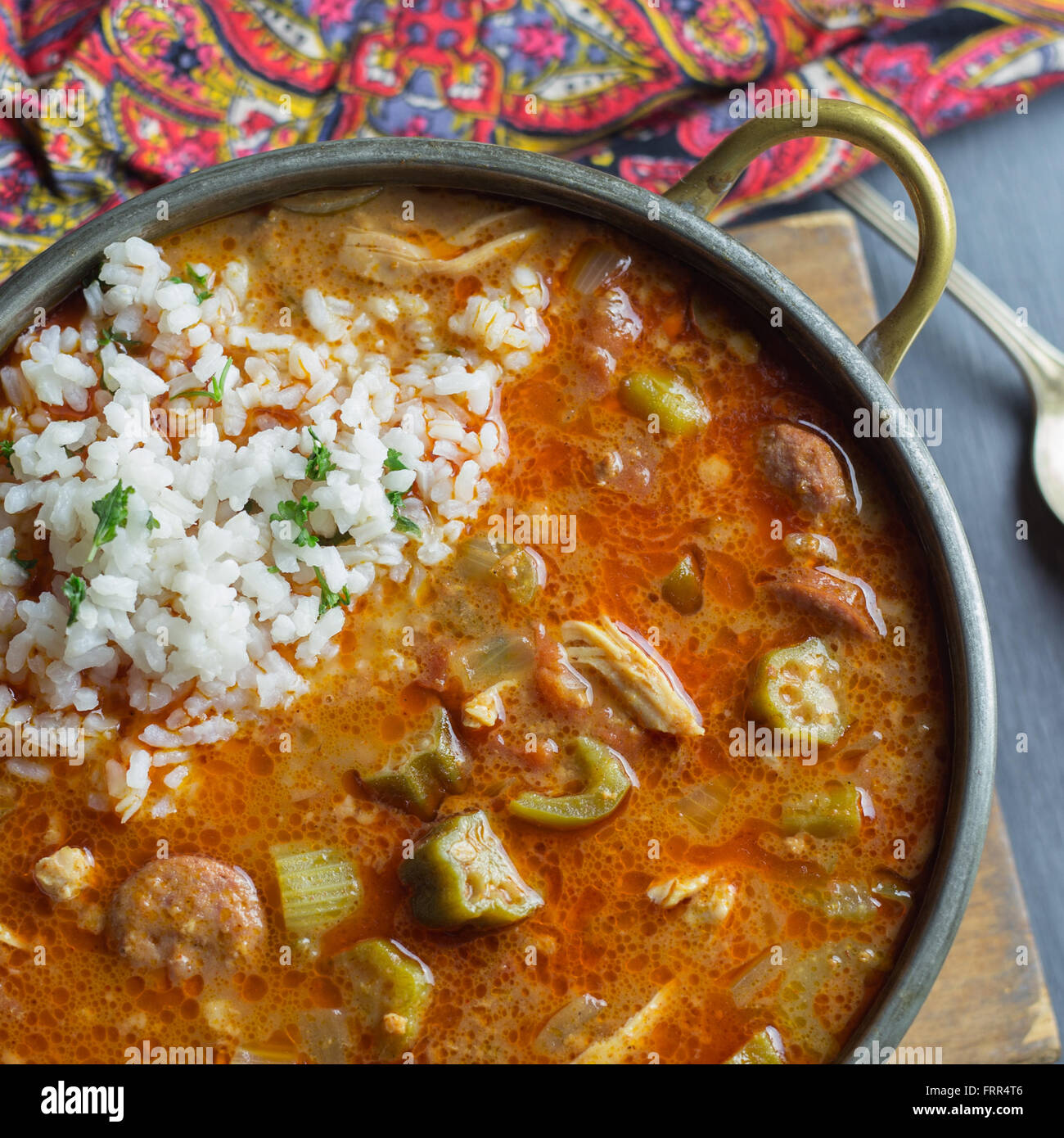 Creole gumbo with scoop of rice hires stock photography and images Alamy