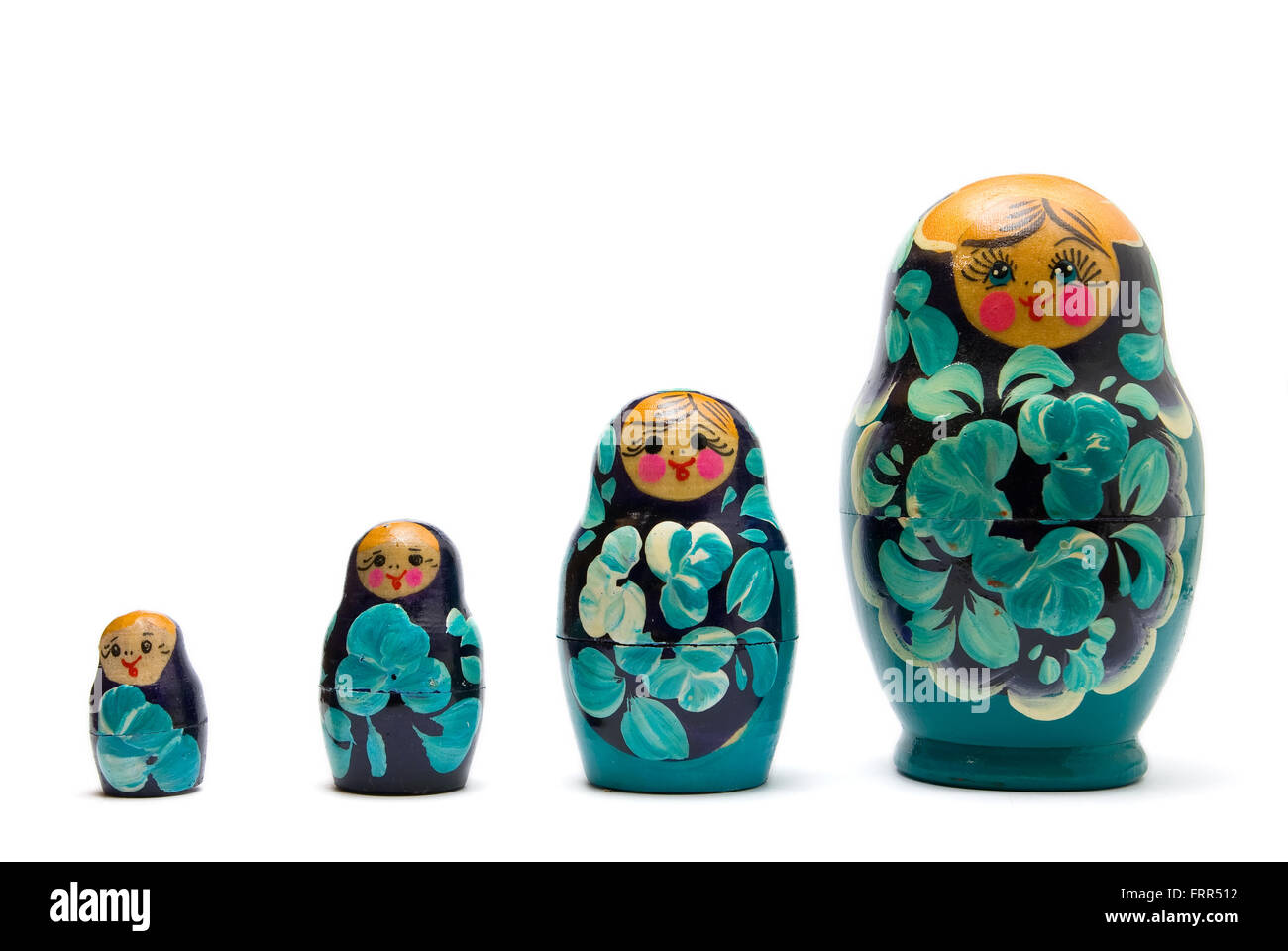 russian babushka nesting dolls (matreshka) line isolated Stock Photo