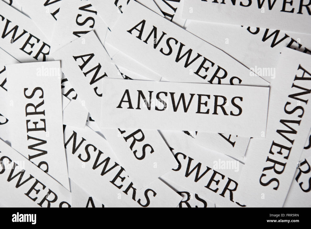 A lot of answers on paper printout Stock Photo