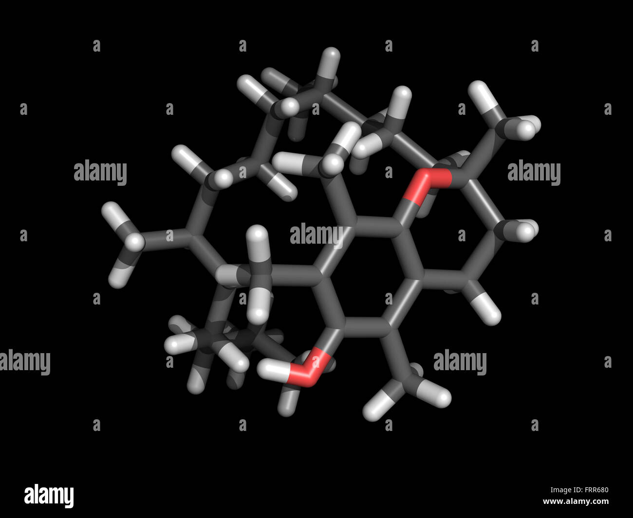 Stick representation of a vitamin E molecule on black Stock Photo