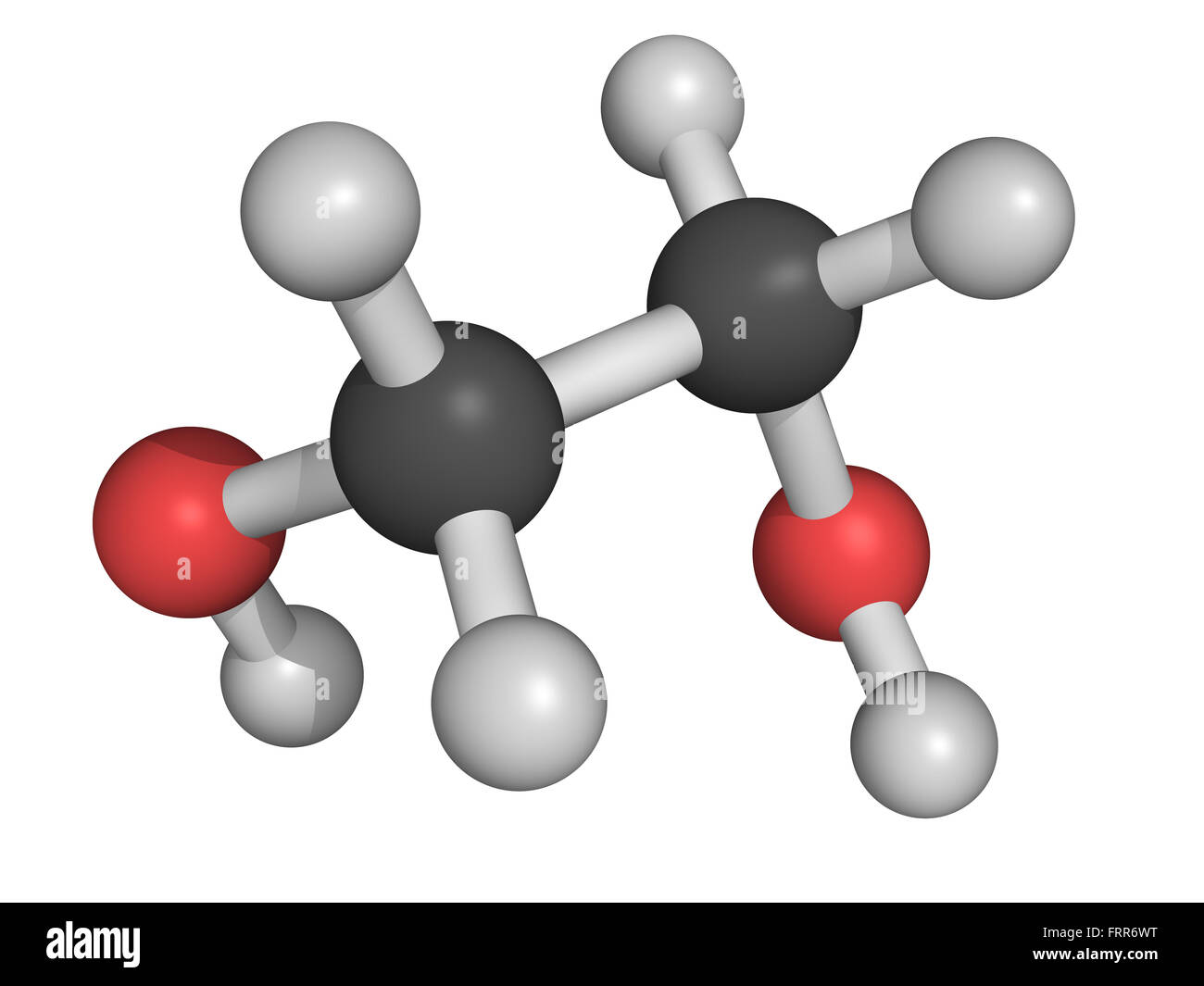 ethylene glycol car antifreeze and polyester building block, molecular model isolated on white Stock Photo