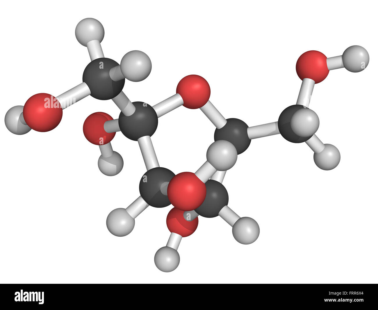 Chemical structure of fructose, a fruit sugar molecule Stock Photo