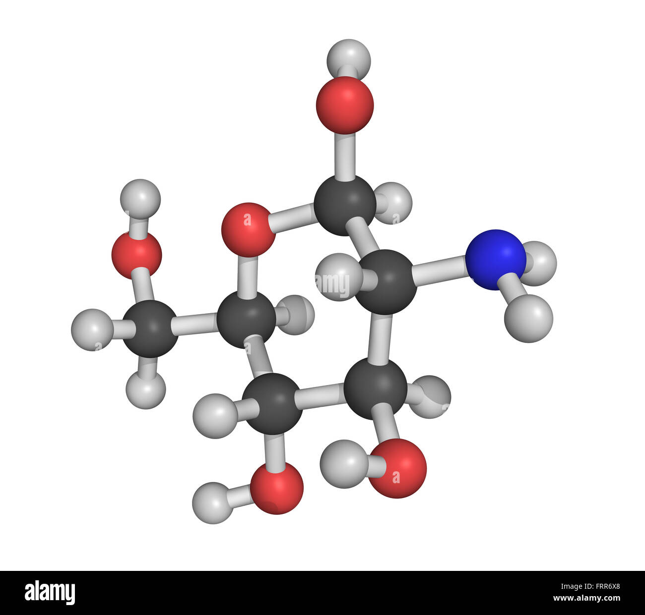 Chemical structure of glucosamine, a food supplement molecule Stock Photo