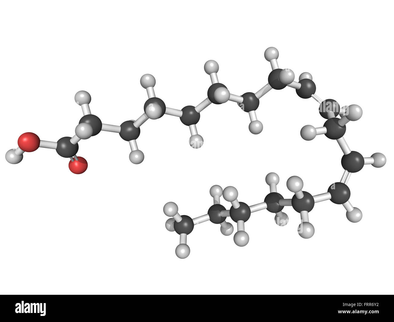 Chemical structure of an omega-6 unsaturated fatty acid (linoleic acid, LA) Stock Photo