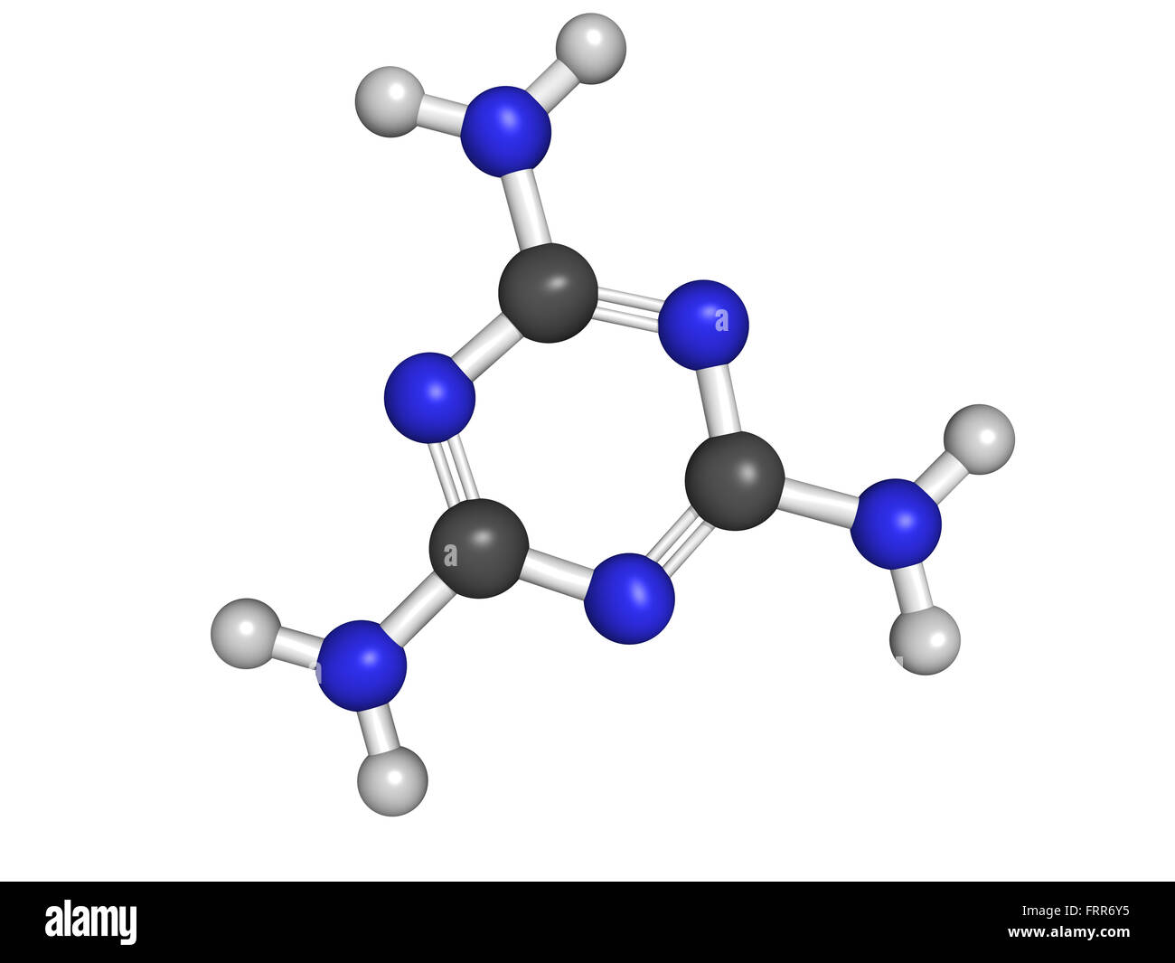Chemical structure of a melamine molecule. Melamine has been used for