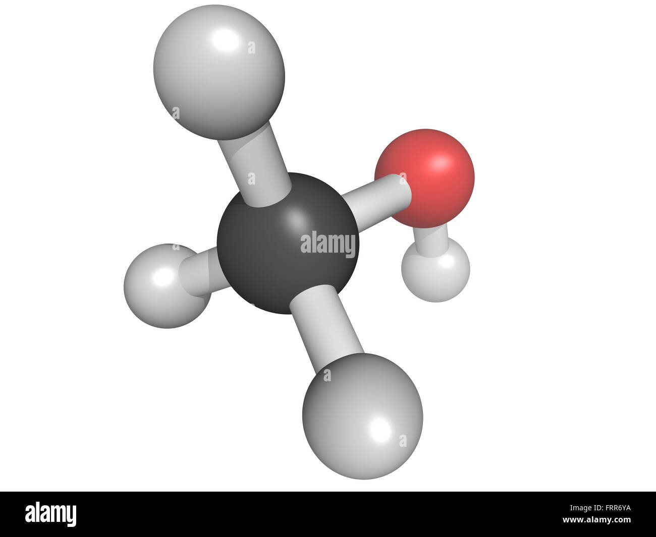 Chemical structure of a methanol (methyl alcohol, MeOH) molecule Stock Photo