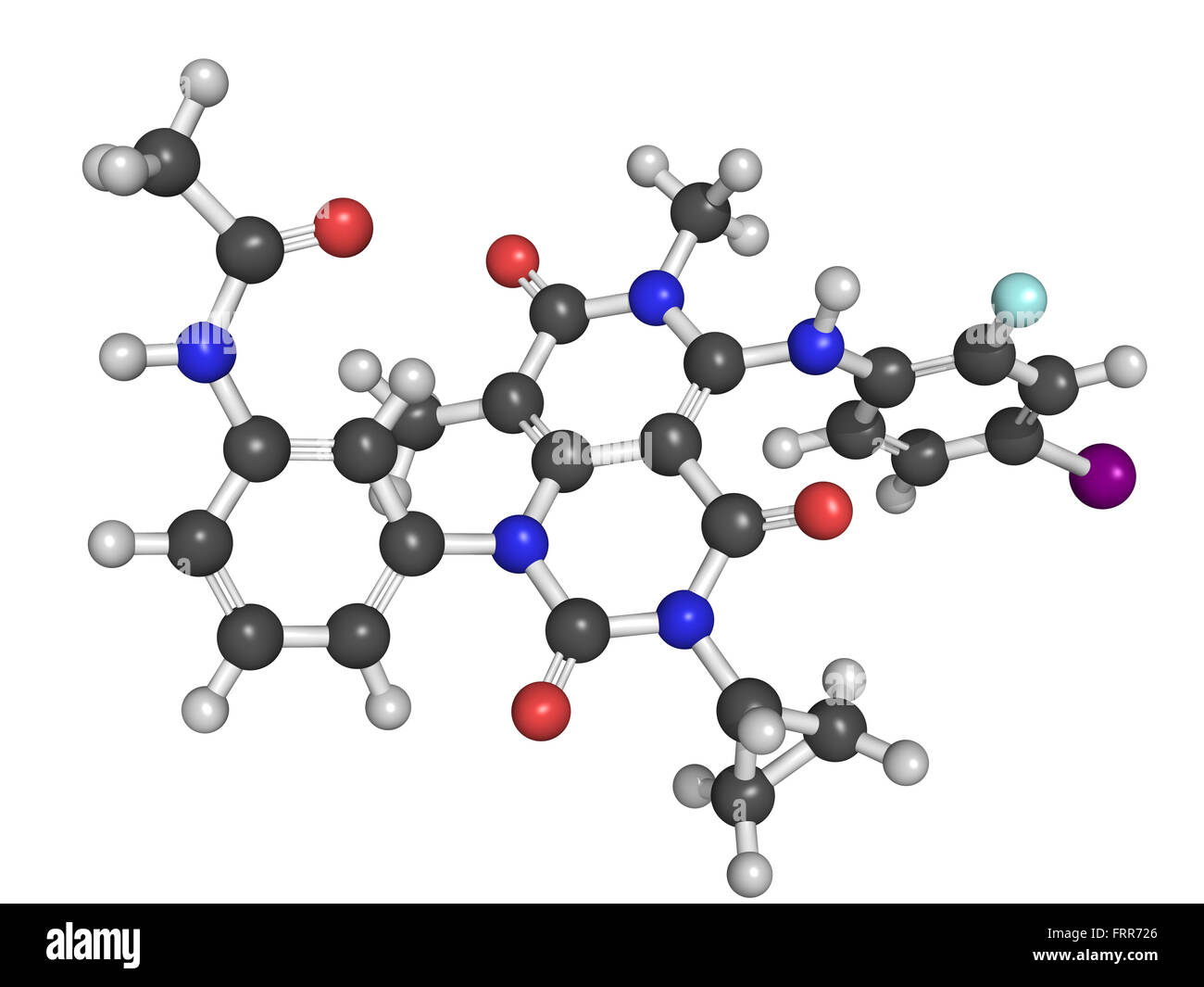 Chemical structure of trametinib, a melanoma cancer drug Stock Photo