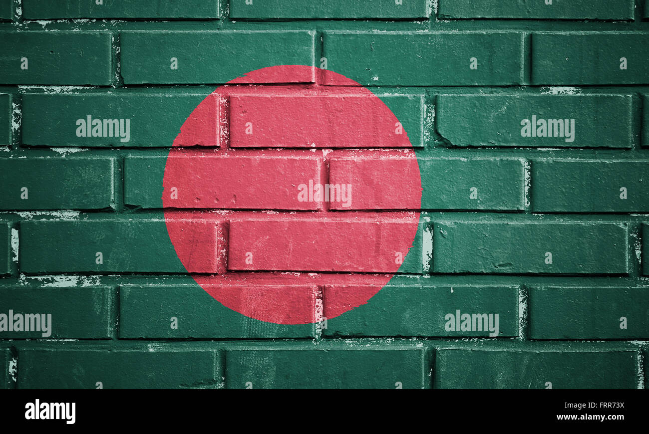 Bangladesh flag on texture brick wall Stock Photo - Alamy