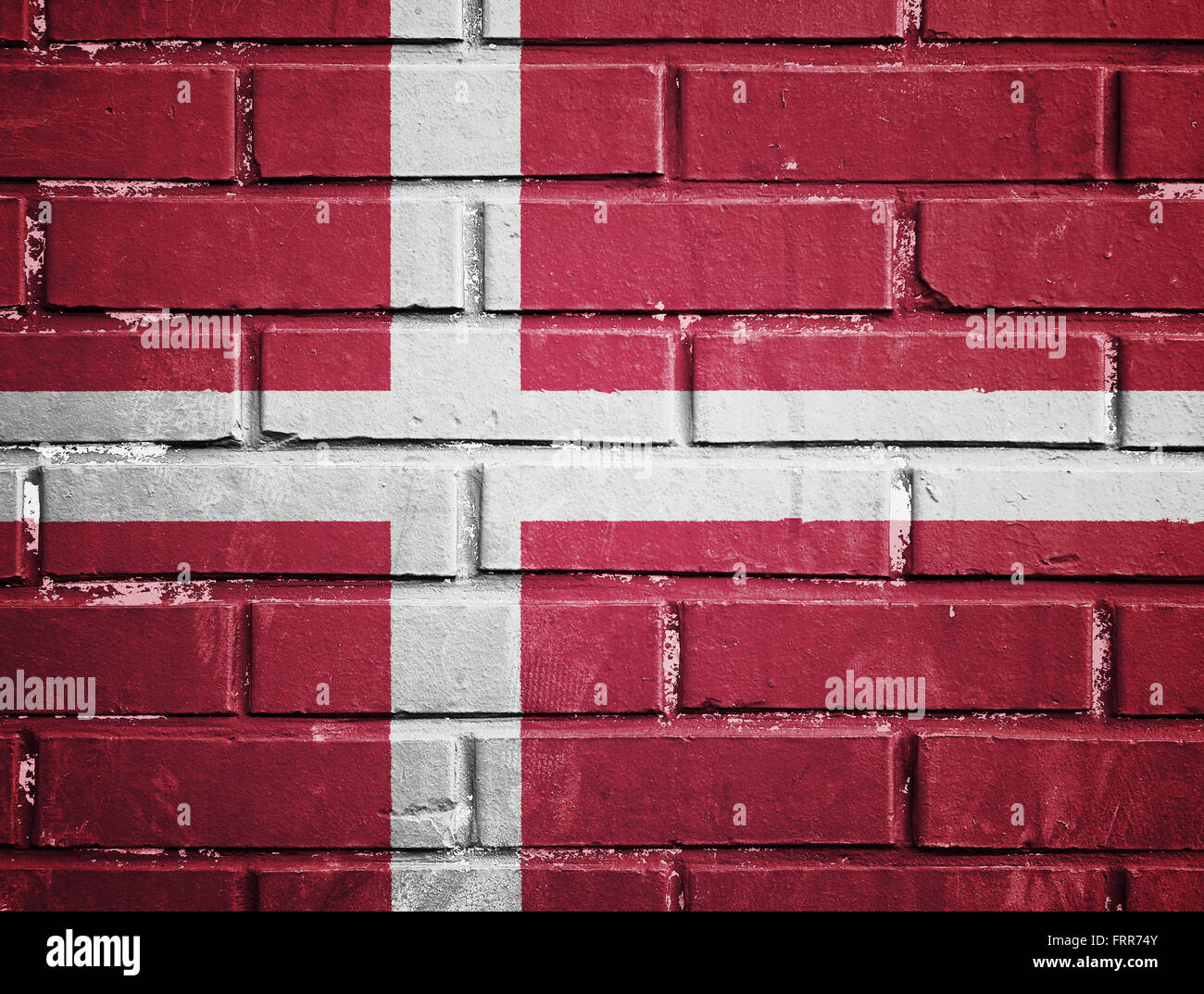 Denmark flag on the brick wall Stock Photo - Alamy
