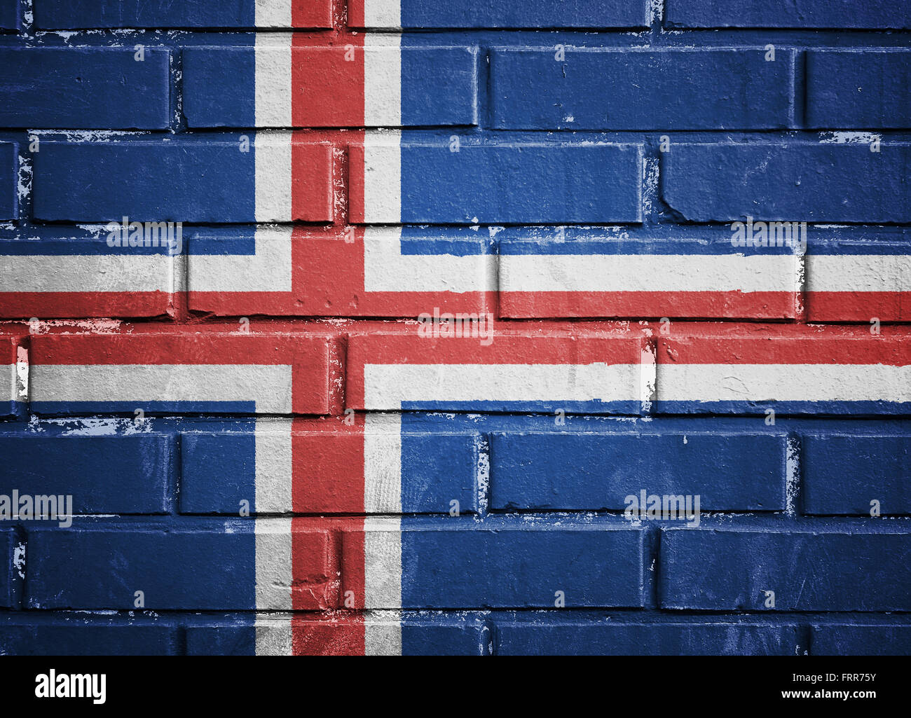 Iceland flag on the brick wall Stock Photo - Alamy
