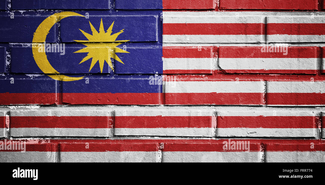 Malaysia flag on texture brick wall Stock Photo - Alamy
