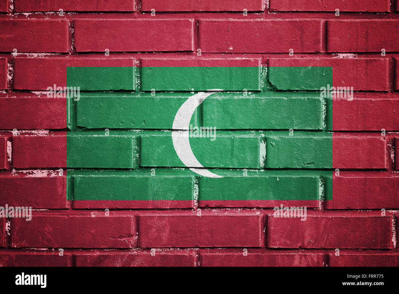 Maldives flag on the brick wall Stock Photo - Alamy