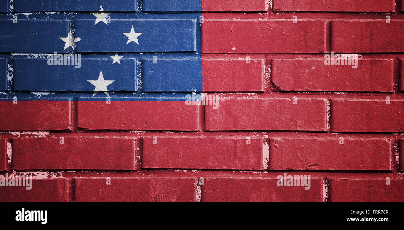 Samoa flag on texture brick wall Stock Photo - Alamy
