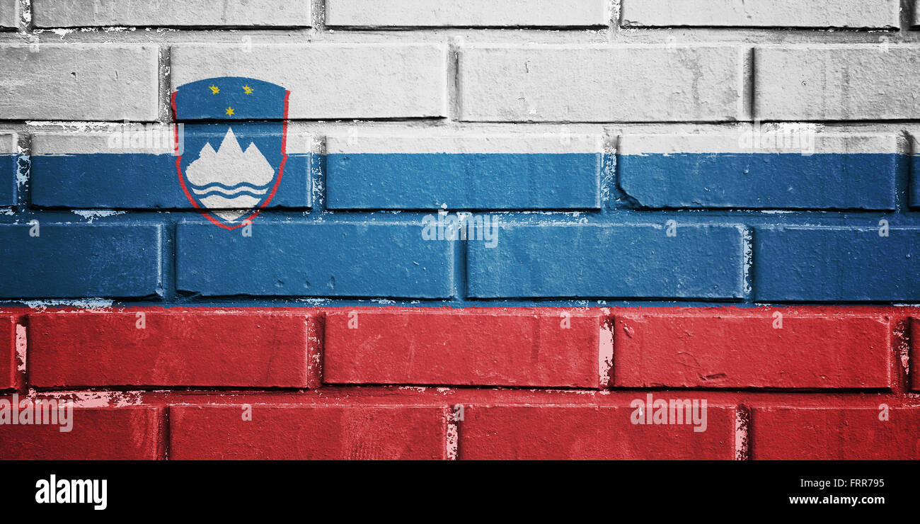 Slovenia flag on texture brick wall Stock Photo - Alamy