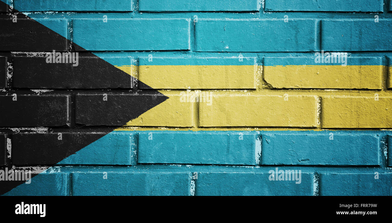 Bahamas flag on texture brick wall Stock Photo - Alamy