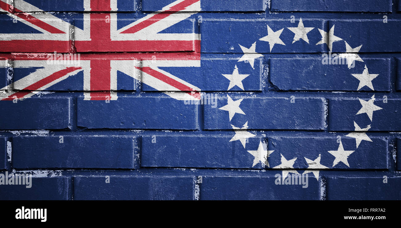 Cook islands flag on texture brick wall Stock Photo - Alamy
